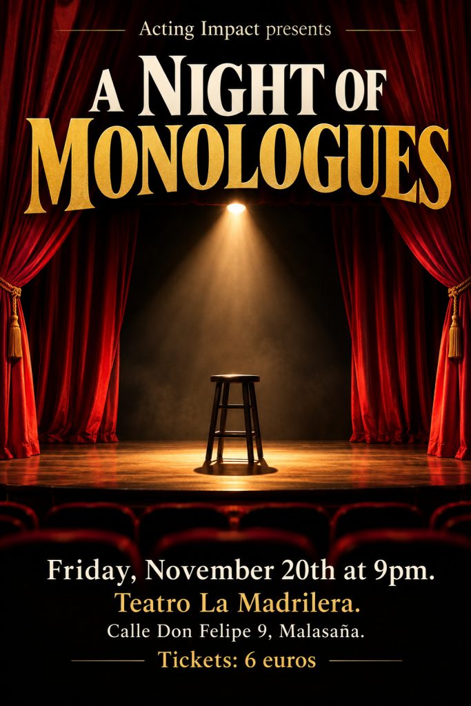 Cartel de A Night of Monologues en Teatro La Madrilera